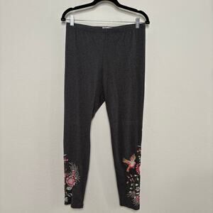Johnny Was Valentina Embroidered Gray Leggings Size Medium